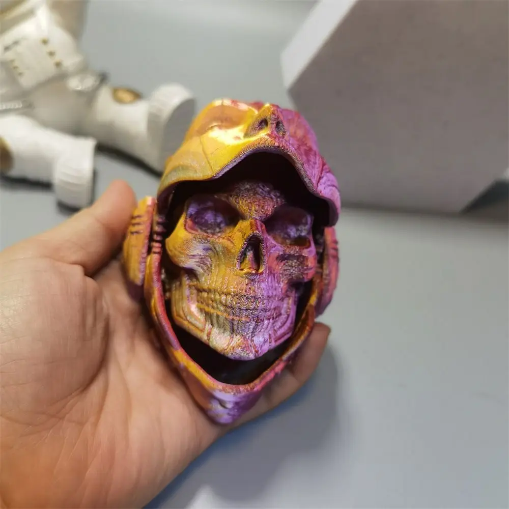 Custom Machined 3D Printing Mask Model Pla Colorful Skull Mask Model Skull Decoration Flip Knight Mask Halloween Gift view 5