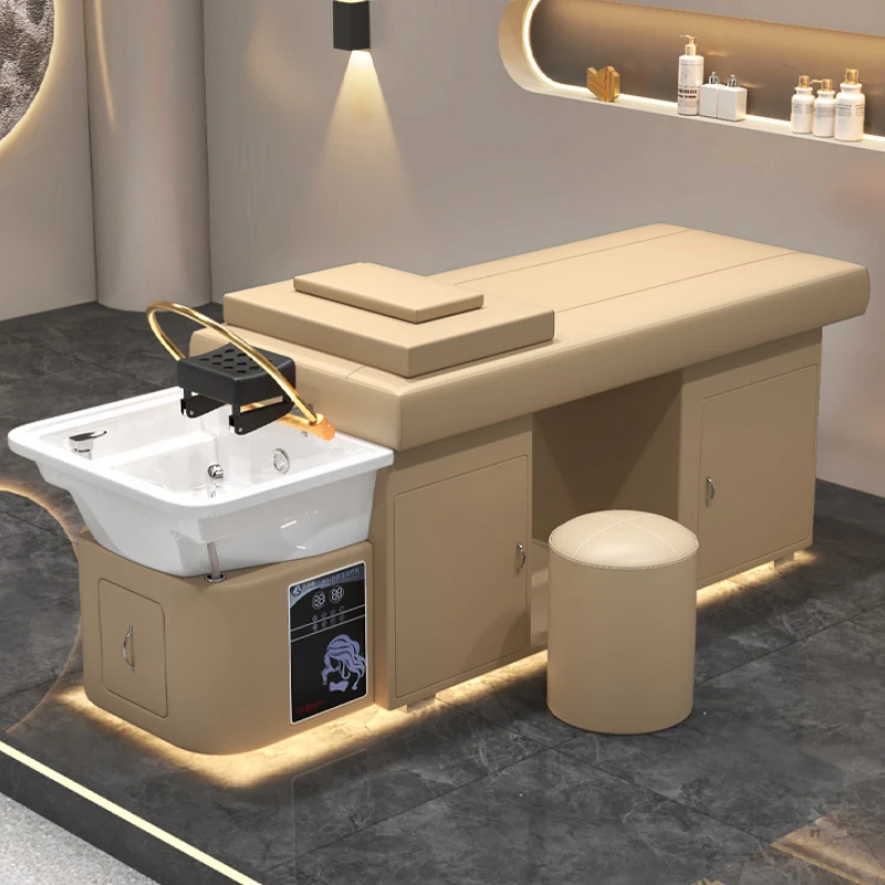 

Shampoo Chairs Water Circulation Head Spa Atmosphere Lamp Hair Therapy Fumigation Color Cust. High-grade Camila Shampoo Bed