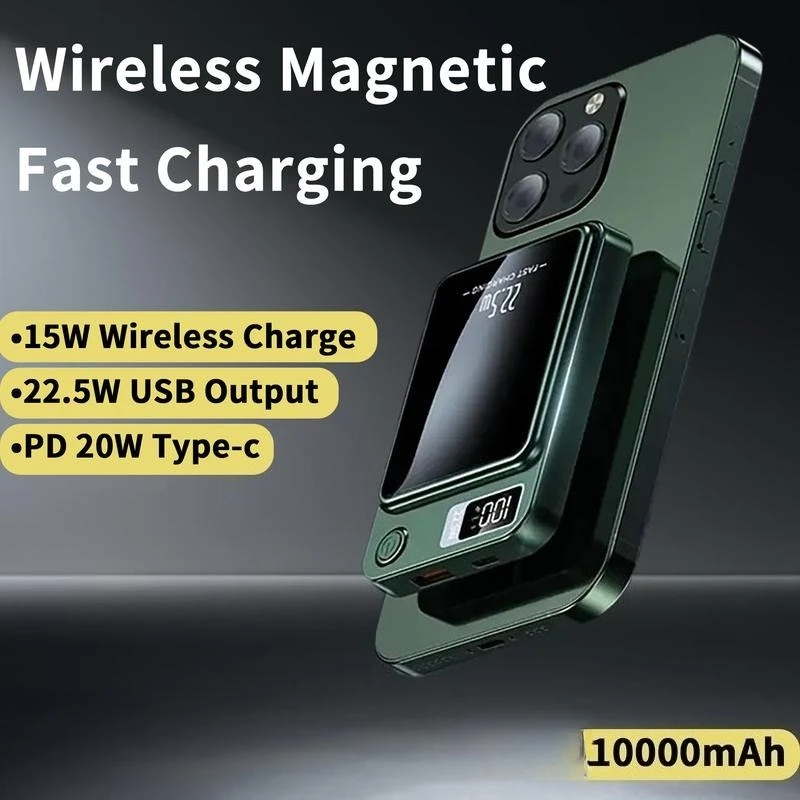Magnetic Wireless Power Bank 10000mAh 22.5W Fast Charging External Battery Charger for Huawei Samsung IPhone PD 20W Powerbank
