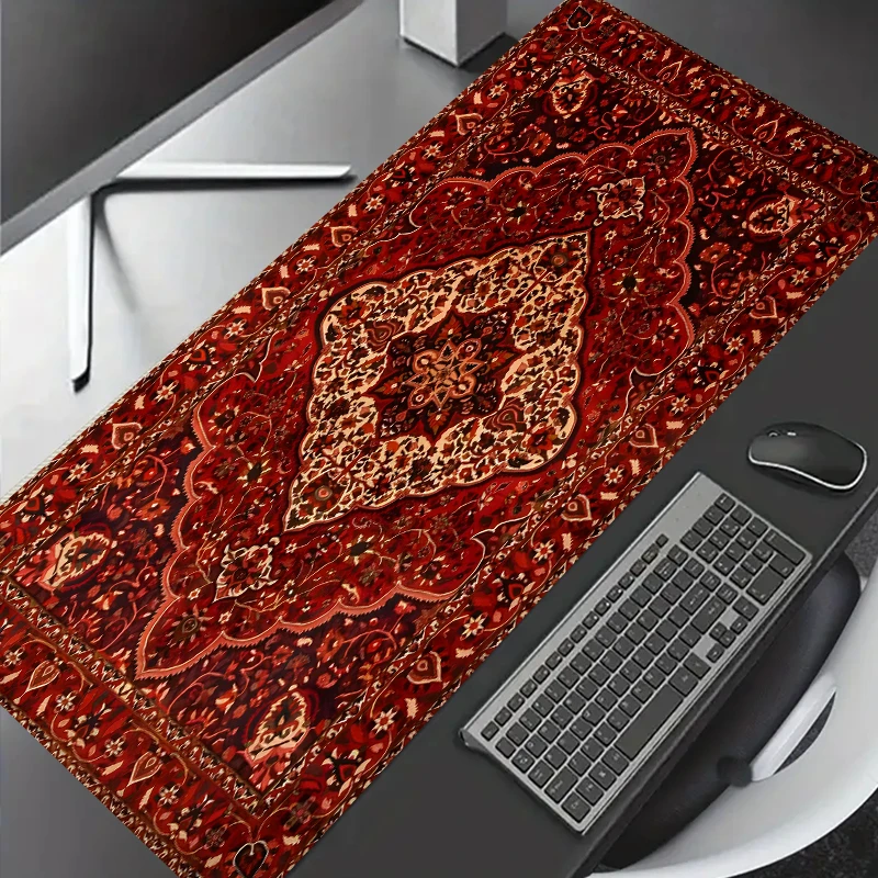 XXL Retro Oriental Mouse Pad Classic Design Non-Slip Rubber Base Stitched Edges Durable Gaming Office Use HD printing desk mat