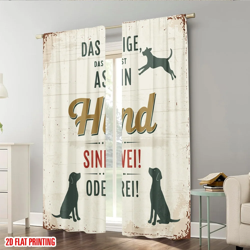 2pcs 2D flat printing Party Curtains Dog Lover's Polyester Without Electricity Festive Curtains for Classroom Office