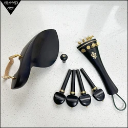 1 set high quality 4/4 violin ebony wood accessories parts fittings,Tailpiece+Baroque Tuning pegs+Endpins+Chin rest/Chin Holder