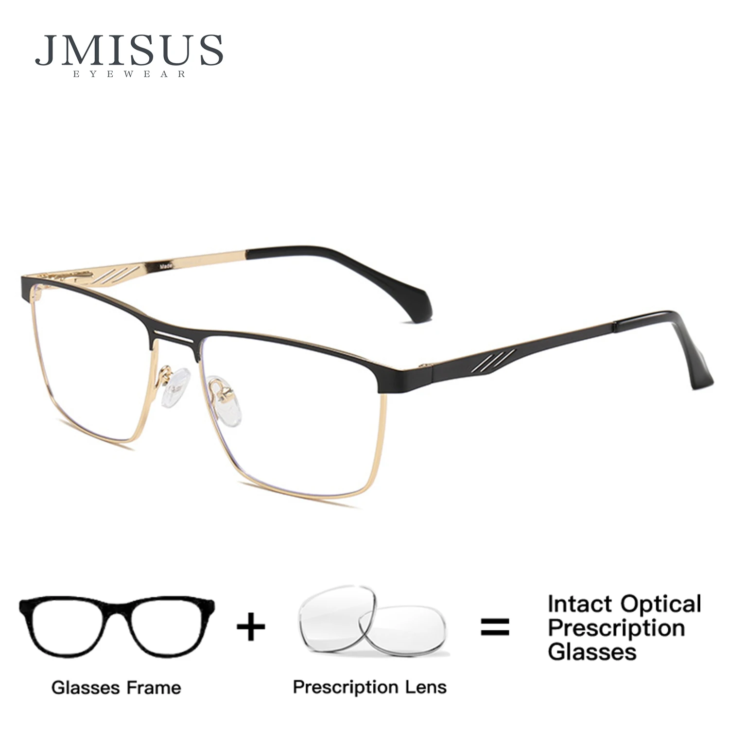 

JMISUS Fashion Rectangle Progressive Prescription Glasses Man Myopia Eyewear High-quality Anti Blue Metal Optical Eyeglasses