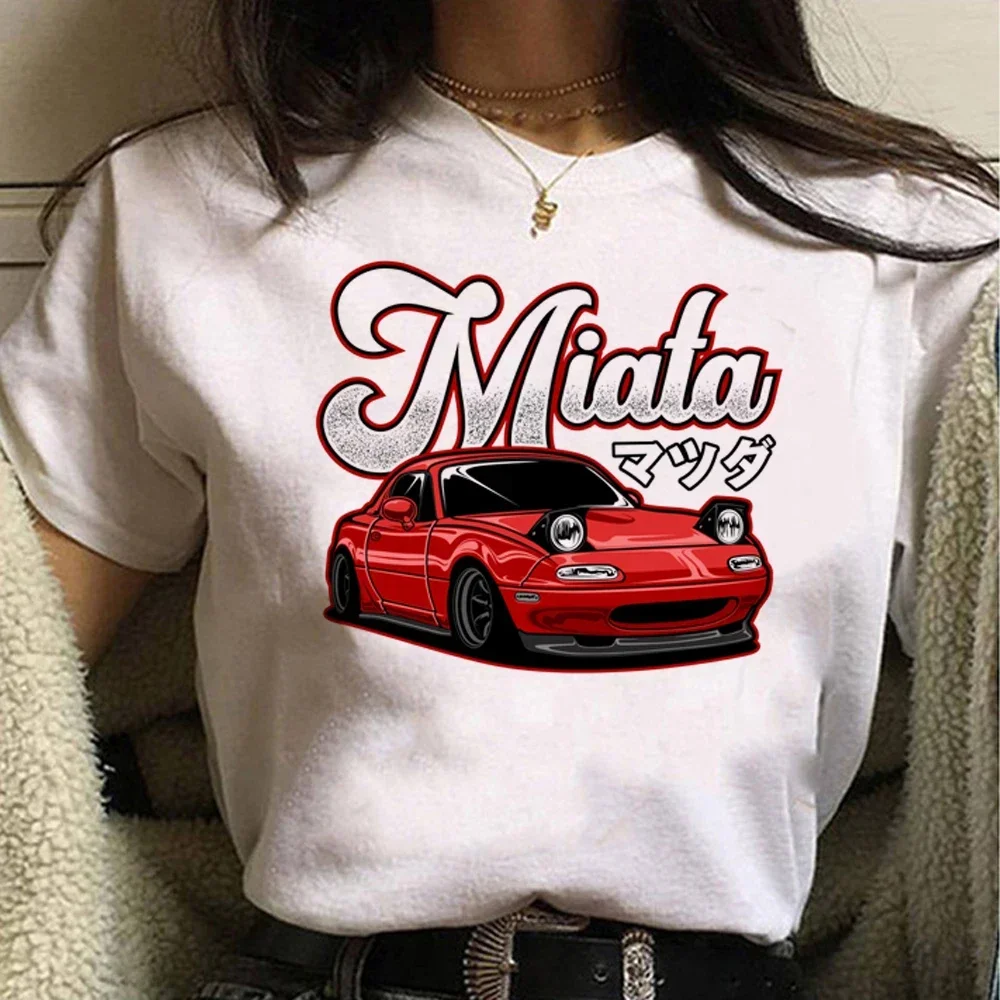 Miata Graphic Print Women T Shirt Summer Casual Short Sleeve Shirt Harajuku Tops Female T-shirt Cute Cartoon Clothes