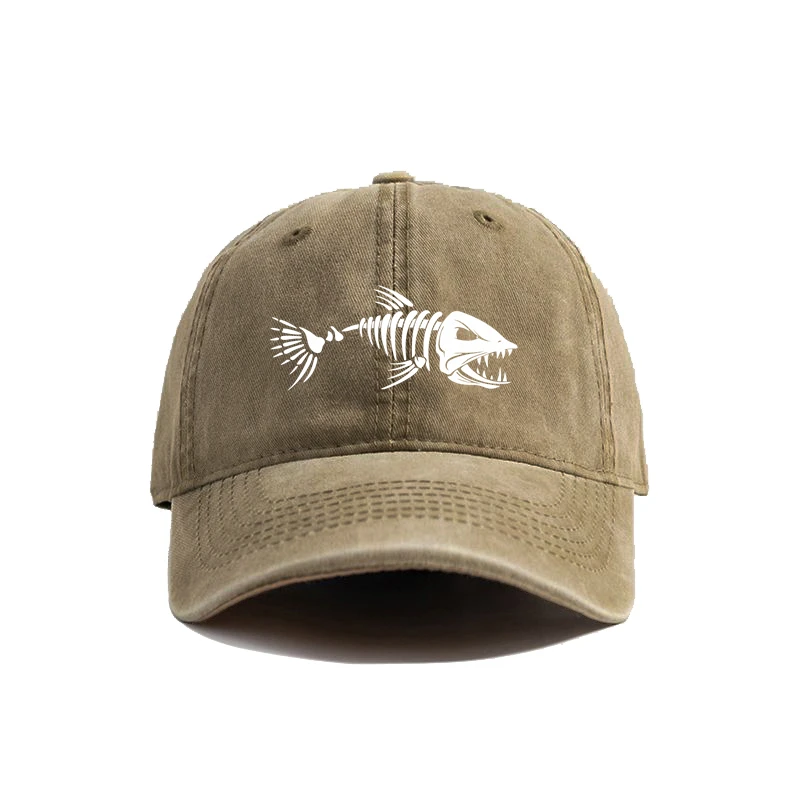 Fish bone and fish bone printed baseball caps are ideal equipment for casual and minimalist travel for both men and women image 2