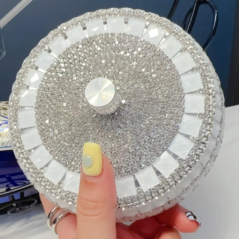 

Блестящая металлическая пепельница с бриллиантами и крышкой, держатель для хранения журнального столика, гостиной, отеля, автомобиля, аксессуары для курения