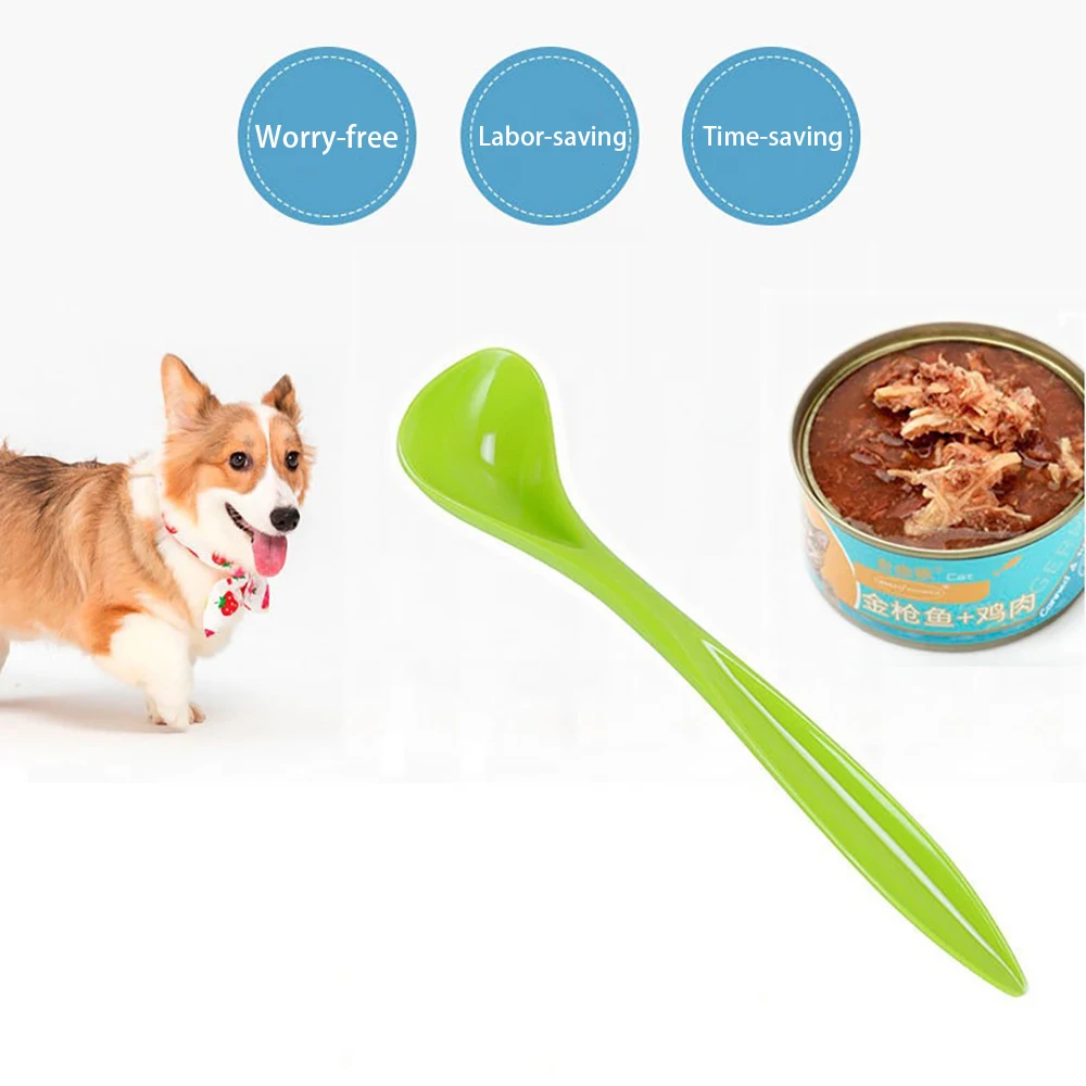 Pet Canning Spoon Feeding Stir Long Handle Cat Spoon Shave Spoon Sealing Cover Tableware Universal Canning Spoon Pet Supplies