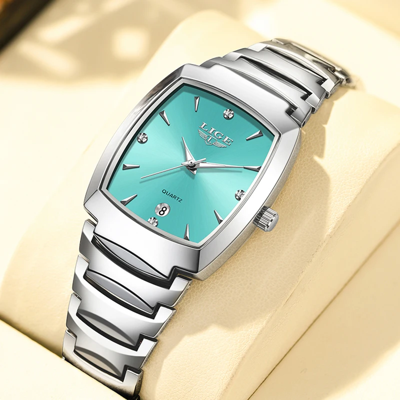 LIGE New Quartz Watches Women Top Brand Luxury Creative Square Women's Bracelet Watch Fashion Waterproof Ladies Watch For Gift
