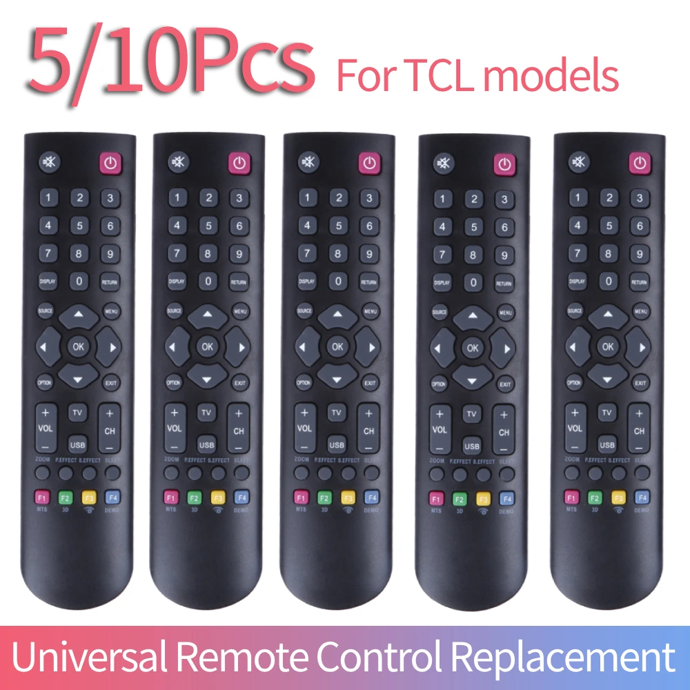 5/10 ชิ้นพลาสติกรีโมทคอนโทรลทีวีทดแทนยูนิเวอร์แซล แอลซีดี แอลอีดี ทีวีรีโมทคอนโทรลแบตเตอรี่ขับเคลื่อนสำหรับอุปกรณ์เสริม TCL