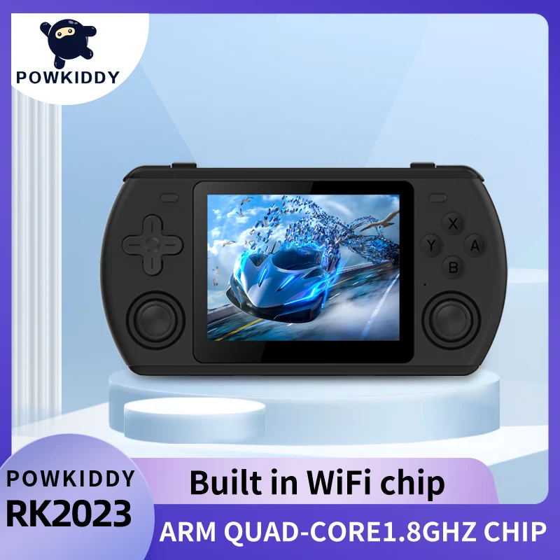 

POWKIDDY RK2023 Retro Handheld Video Game Console 3.5 Inch 4:3 IPS Screen RK3566 Chip Dual Speaker Stereo Children's Gift