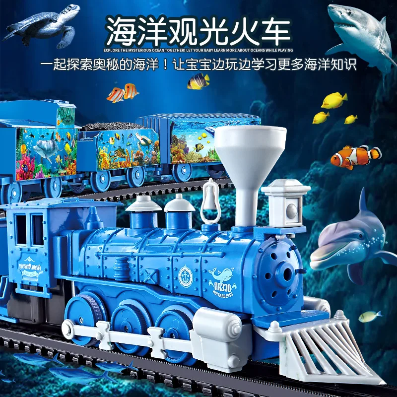 Ocean Sightseeing Zug DIY Montage Ocean Rail Car Track Set Kinderspiel zeug Weihnachten Rail Zug