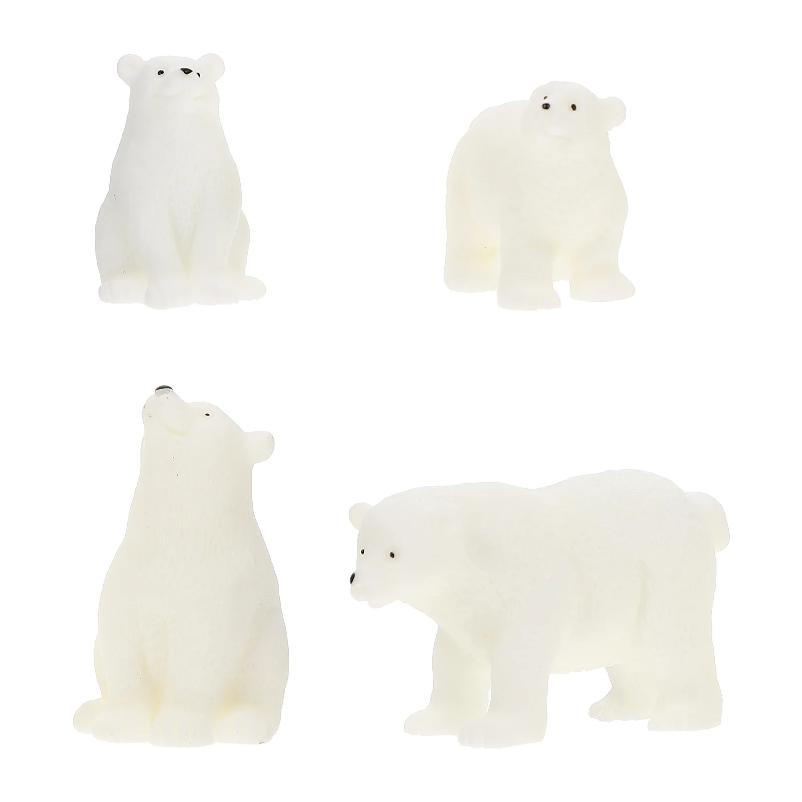 

4 Pcs Polar Bear Model The Animal Ornaments White Synthetic Resin Toddler Animals