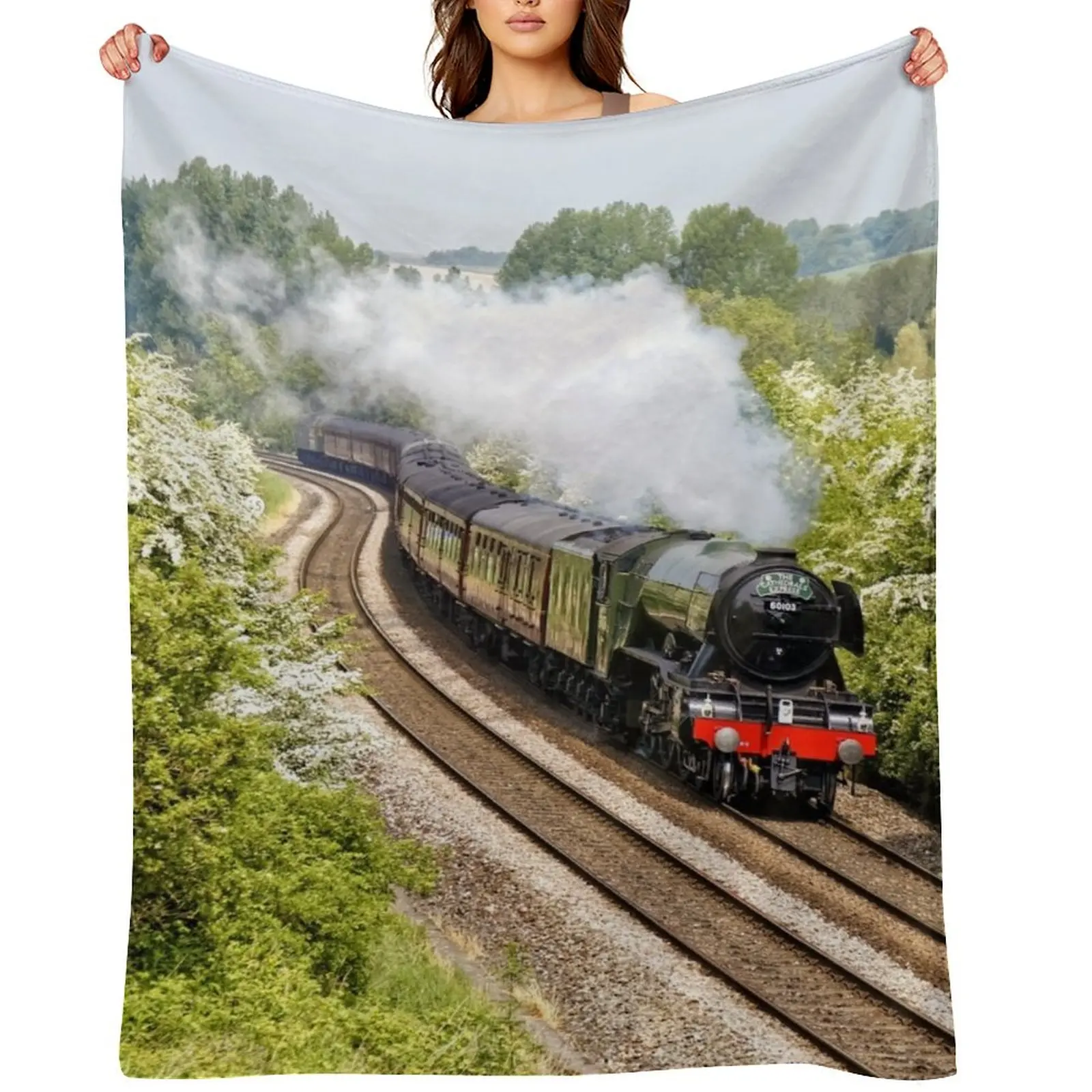 

A3 Class 60103 Flying Scotsman Steam Locomotive Throw Blanket for winter Weighted halloween Thermal Blankets