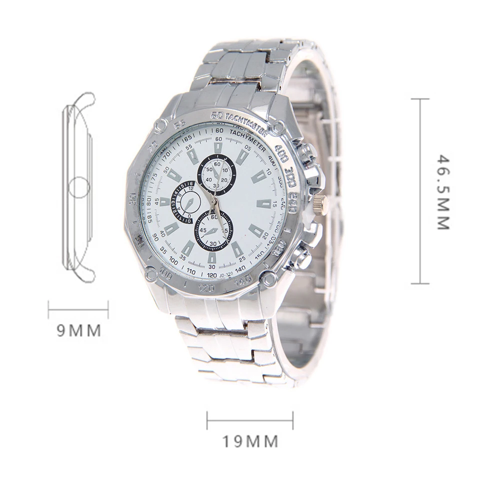 MAYZHISU, reloj de cuarzo informal para hombre, 3 ojos, luz decorativa, relojes de lujo para hombre, vestido de acero inoxidable, reloj de pulsera de cuarzo, reloj masculino