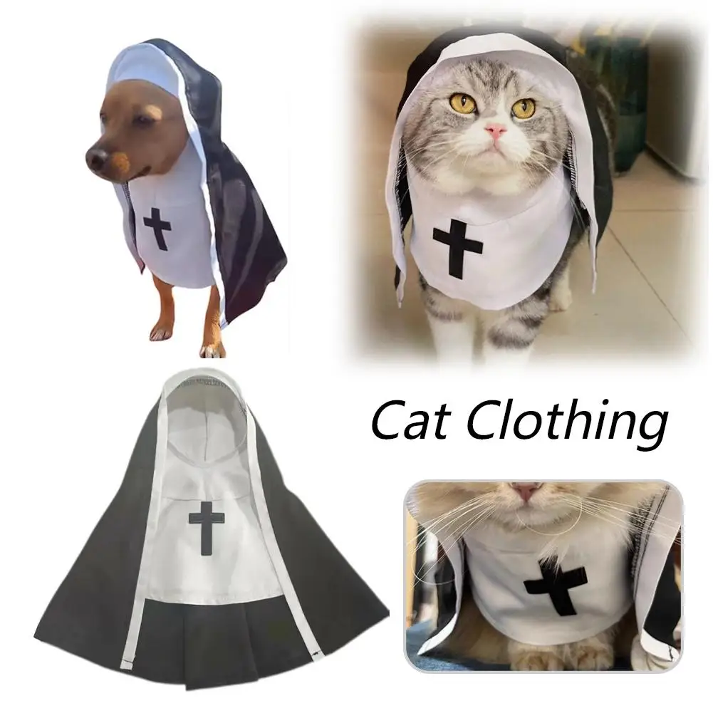 Disfraces de Halloween para mascotas, capa de monja para mascotas pequeñas, vestido de Cosplay, ropa Kawaii para mascotas, accesorios divertidos para cachorros y gatitos, regalo G3e9