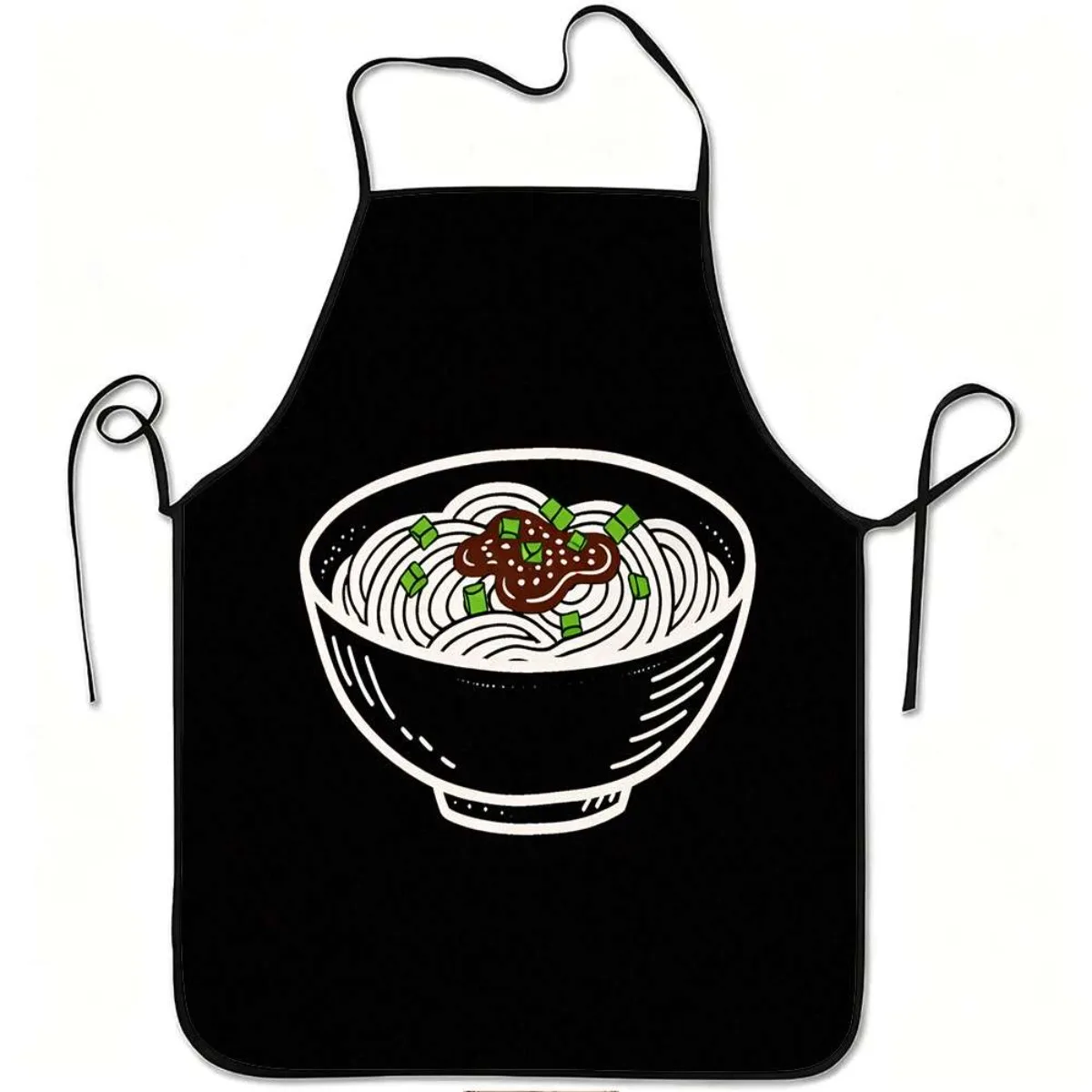 Ramen Noodle Bowl Apron, Japanese Food Art Cooking Bib, Black Kitchen Textile, Funny Gift for Chef, Asian Cuisine Decor