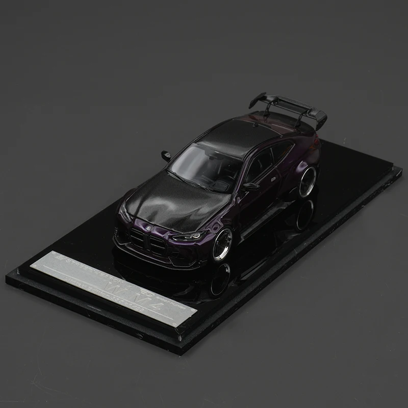 2025 nuevo G82 M4 1:64 competición plateado púrpura carbono patrón capó del motor Diecast Diorama colección de modelos de coche