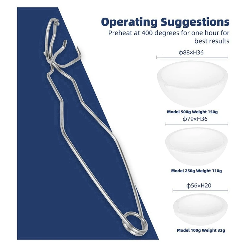 AD23-3 Buah Cangkir Piring Wadah Kuarsa dengan Pegangan Penjepit Cambuk Wadah Tembaga Perak Emas Mencair untuk Logam