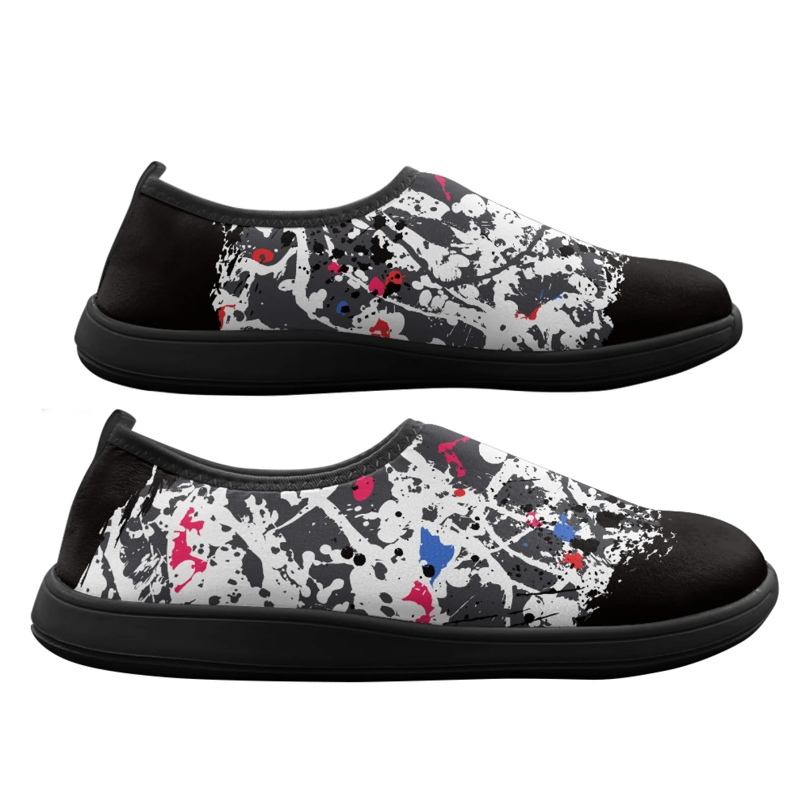 PENSTROLL Ink Splash Pattern Comfort Casual Shoes Walking Sneakers for Men Wide Toe Box Hike Footwear