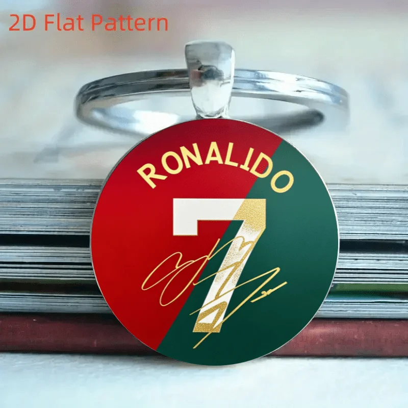 Lucky No.7 Llavero de metal plano 2D, colgante de coche para jugador de fútbol, regalo de decoración del hogar para fanáticos