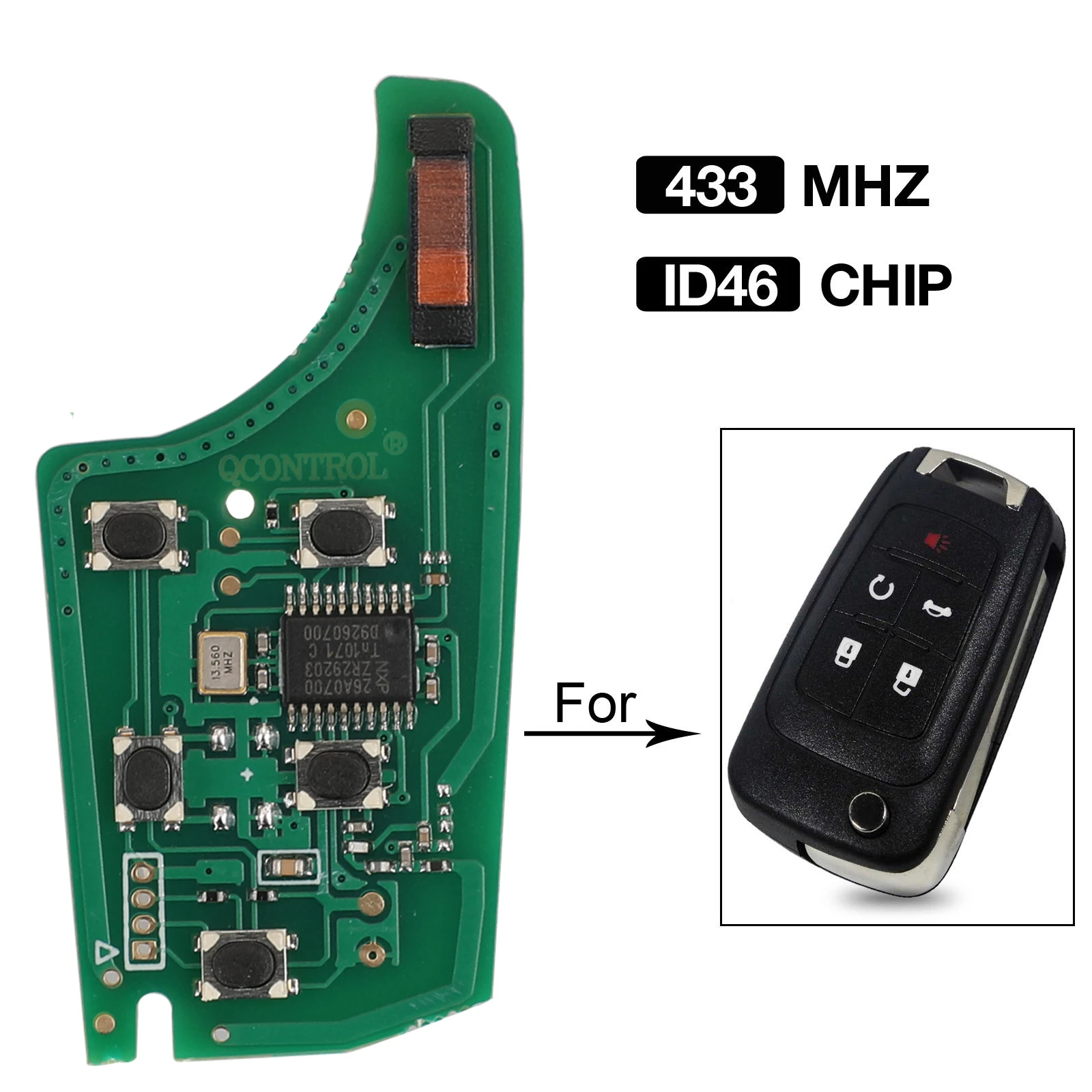 

jingyuqin 5 Buttons 433MHZ ID46 Chip Remote Car Key Circuit Board Fob For Chevrolet Cruz Aveo Camero Malibu Buick Verano Encore