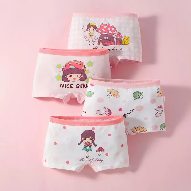 4PC Cotton Children Panties  Girls\' Briefs Female Child Underwear Baby Girl Panty Children Clothing Suit 2-10years