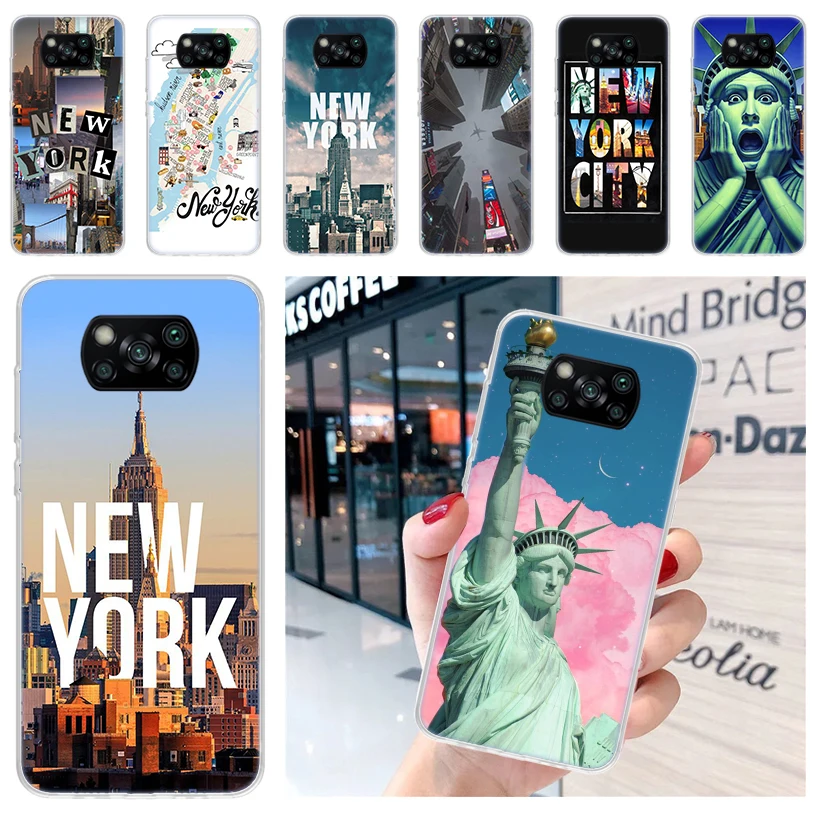 Nyc new york city soft phone hülle für xiaomi poco x6 x5 x4 gt x3 nfc f6 f5 pro m5s m5 m4 m3 f4 f3 f2 f1 capa coque abdeckung für xia