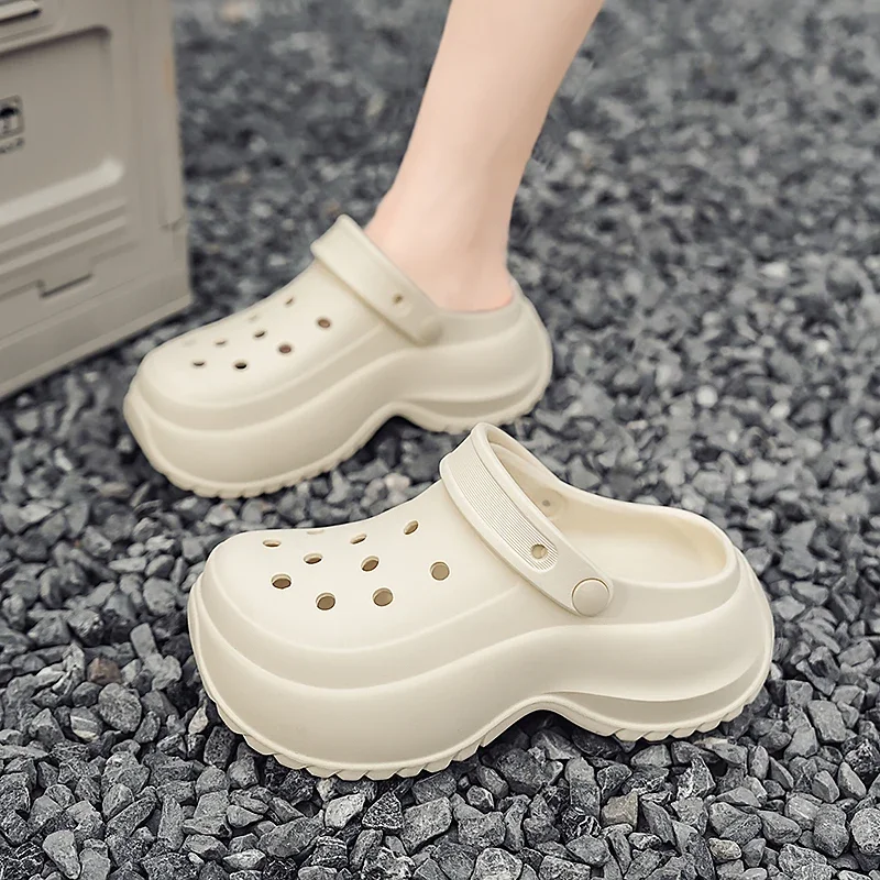 

Новый стиль, тапочки увеличенной высоты с открытой подошвой, пляжная обувь, женские летние модные сандалии из ЭВА на толстой подошве