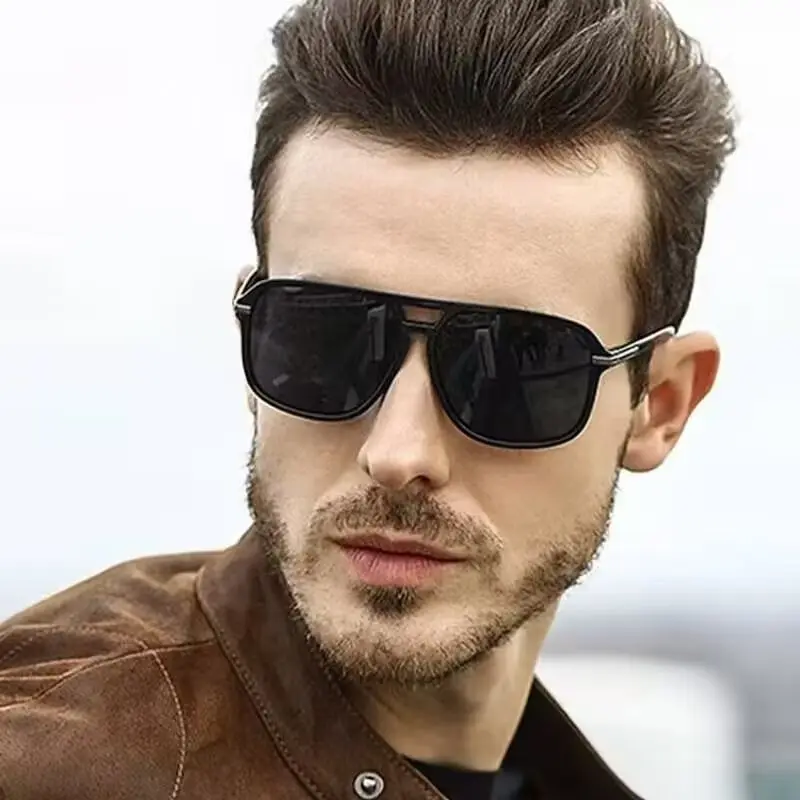Image of Herren-Sonnenbrille Polarisierte Sonnenbrille Damen UV400 Vintage Eckige Sonnenbrille Fahren Angeln Retro Markendesign Outdoor-Sportbrille