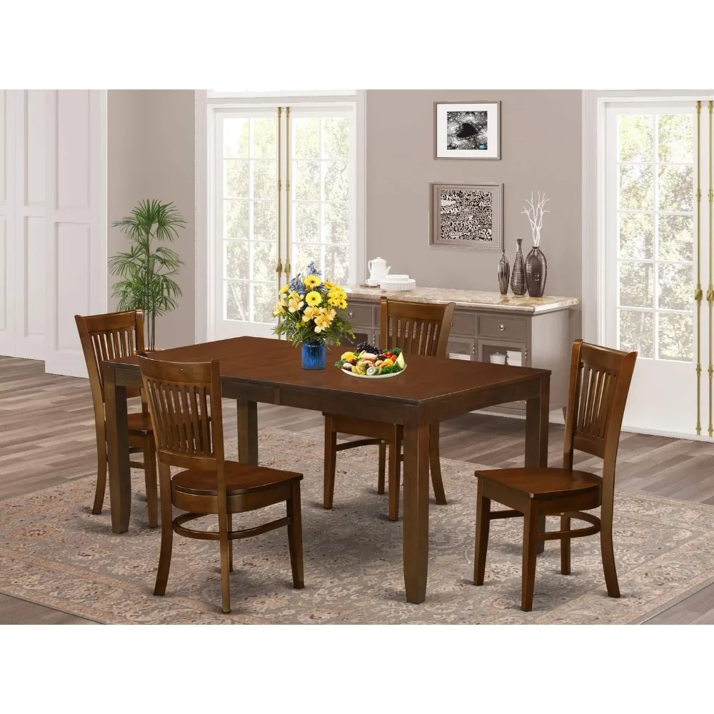 5 Piece Room Furniture Set Includes a Rectangle Wooden Table with Butterfly Leaf and 4 Kitchen Dining Chairs,36x66 Inch,Espresso