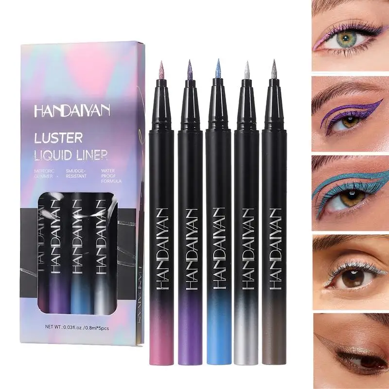 5pcs Eyeliner colorato SPencil Waterproof Long Lasting Liquid Eyeliners Diamond Glitter Metallics Shiny Eyeshadow Eyeliners