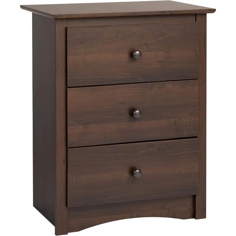 Traditional Tall Nightstand Side Table with 3 Drawers, Utility Tall 3 Drawer Nightstand, 16