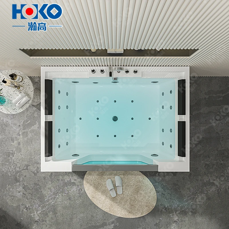

HOKO Белая акриловая прямоугольная гидромассажная гидромассажная ванна с воздушным массажем Комплект для ванной комнаты в отеле на 4-х человек
