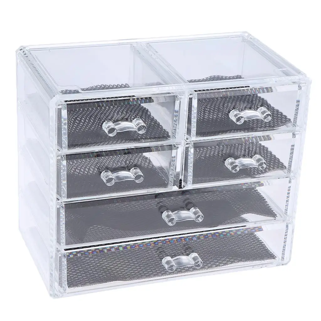 Table Acrylic Make Up Cosmetic Organizer Storage Drawers Showcase Case