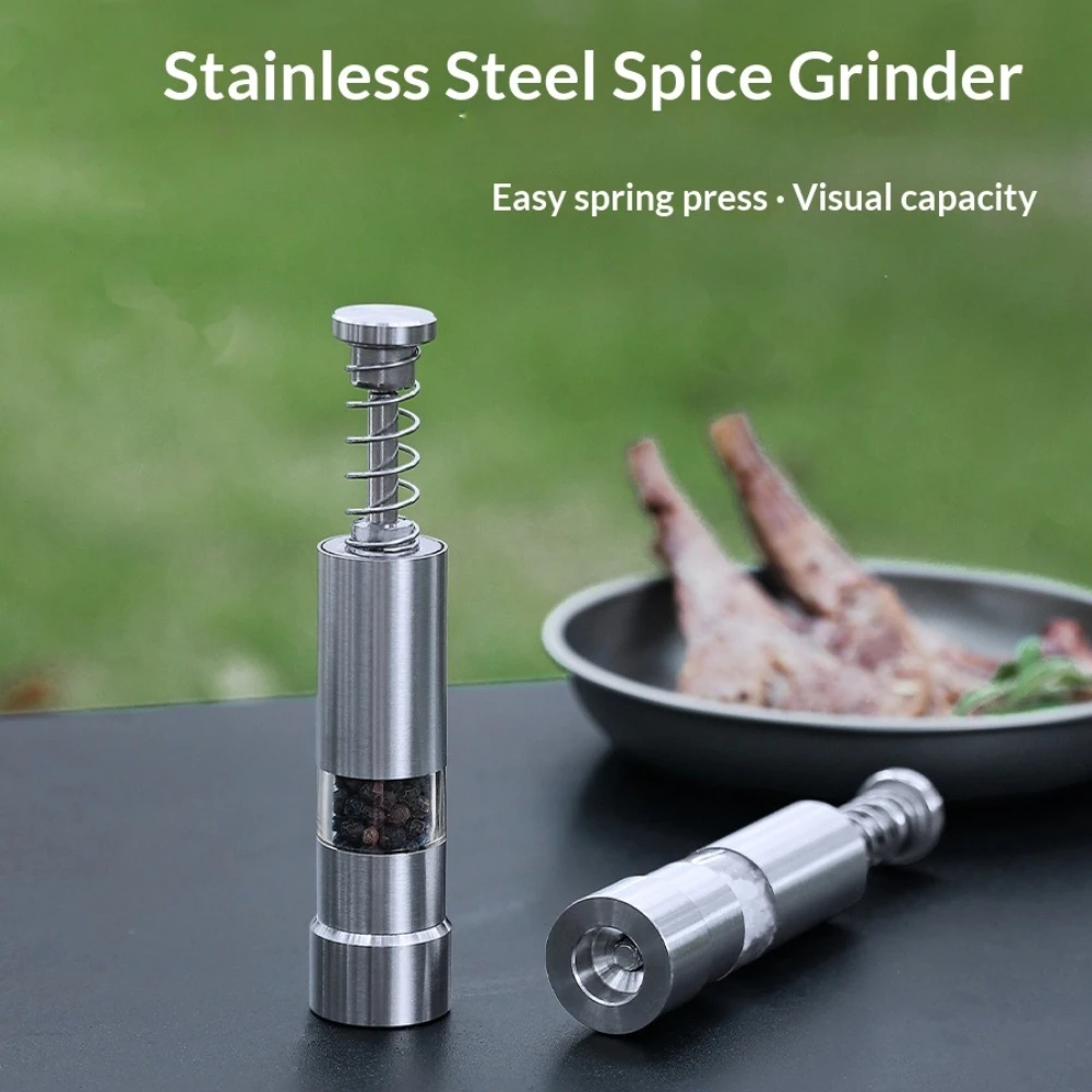 Camping Motorhome Manual Stainless Steel Pepper and Salt Various Thumb Push Tourism a Spice Sauce Dog Pans Accessories