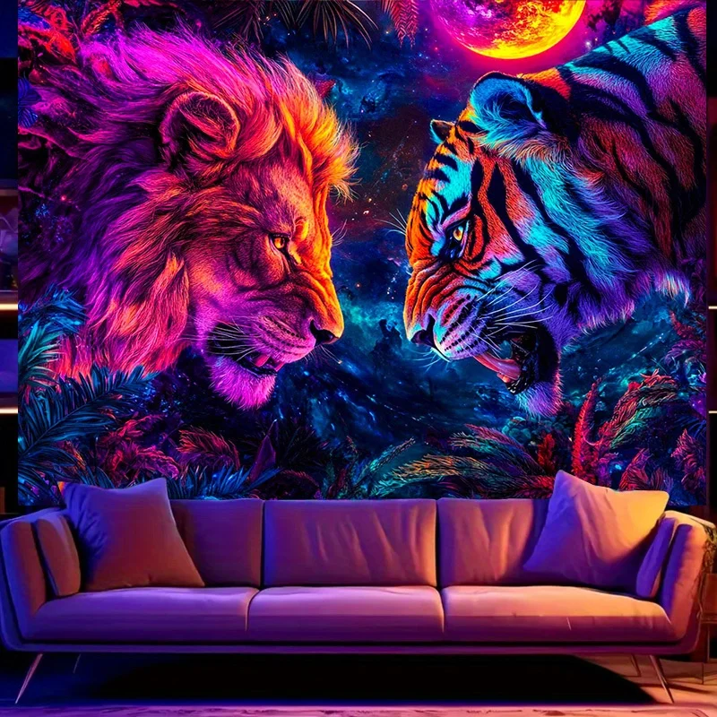 VIKAMA Dark-Tone Fluorescent Wall Tapestry Cool Living Room, Bedroom, Office Decor Tapestry Easy-to-Hang Home Decor