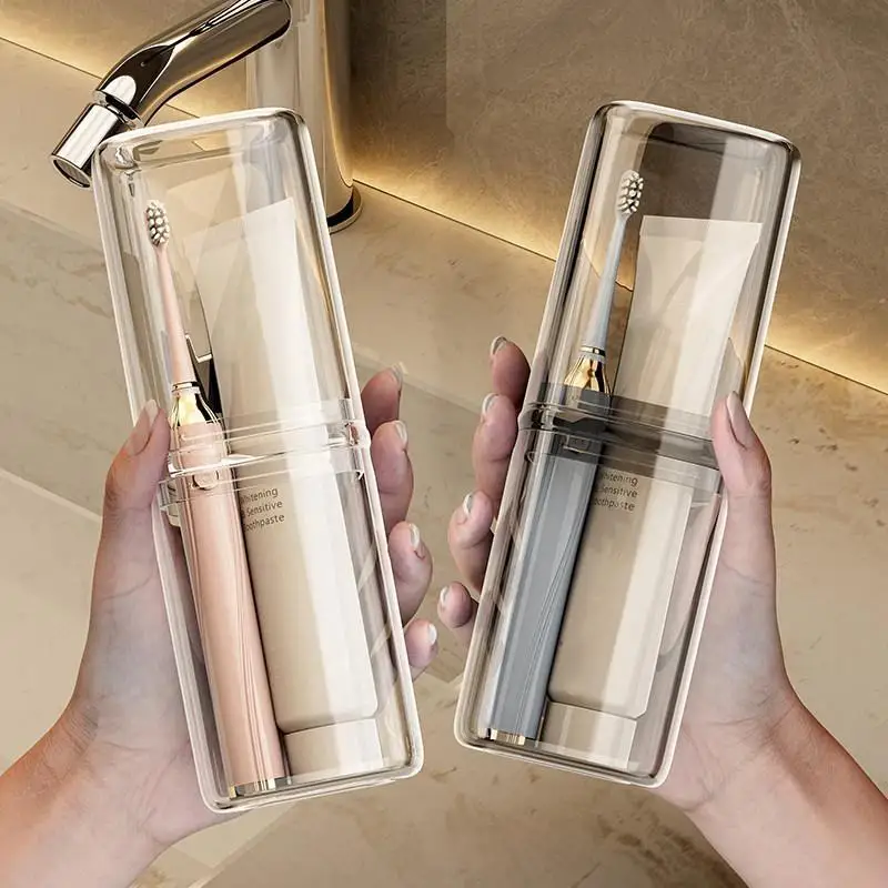 2 In 1 Portable Travel Toothbrush Holder Case Thickened Clear Large Capacity for Camping Business Trip Use