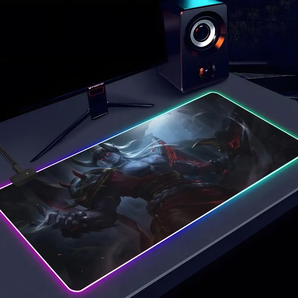 Game League of Legends Aatrox Mouse Pad RGB luminous 900X400mm large table mat non-slip extra large game office mouse pad