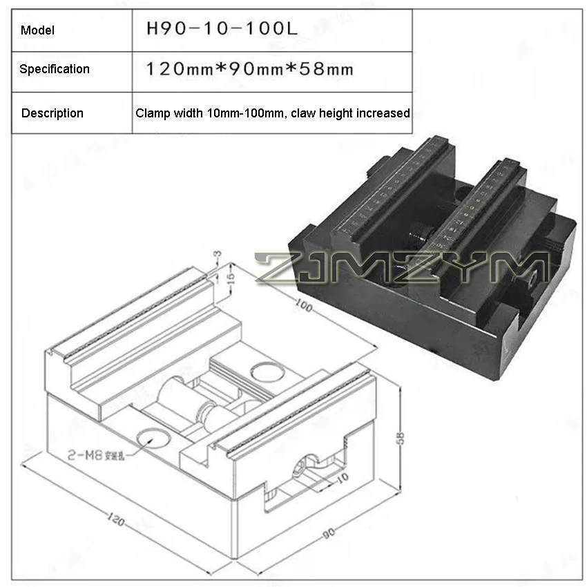 H90-L50/H90-10-100/H90-10-100L centro di lavoro CNC a 5 assi morse autocentranti dispositivo di precisione concentrico pinze a becchi piatti