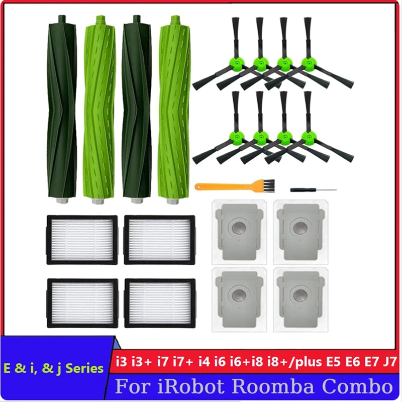 Escovas de borracha multi-superfície para roomba i3 i3 + i7 i7 + i4 i6 i6 + i8 i8 +/plus e5 e6 e7 j7 i, e & j séries peças de reposição