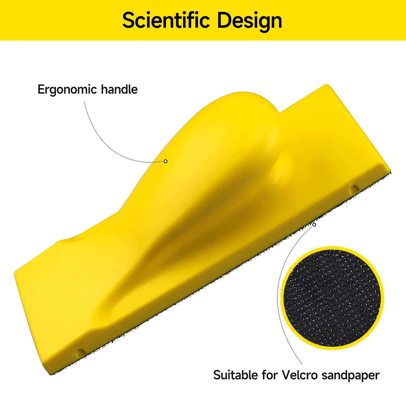 70 mm x 198 mm Sanding Block Handy Suitable for Hook and Loop Sand Paper, for Hand Sanding Filler, Plaster, Wood