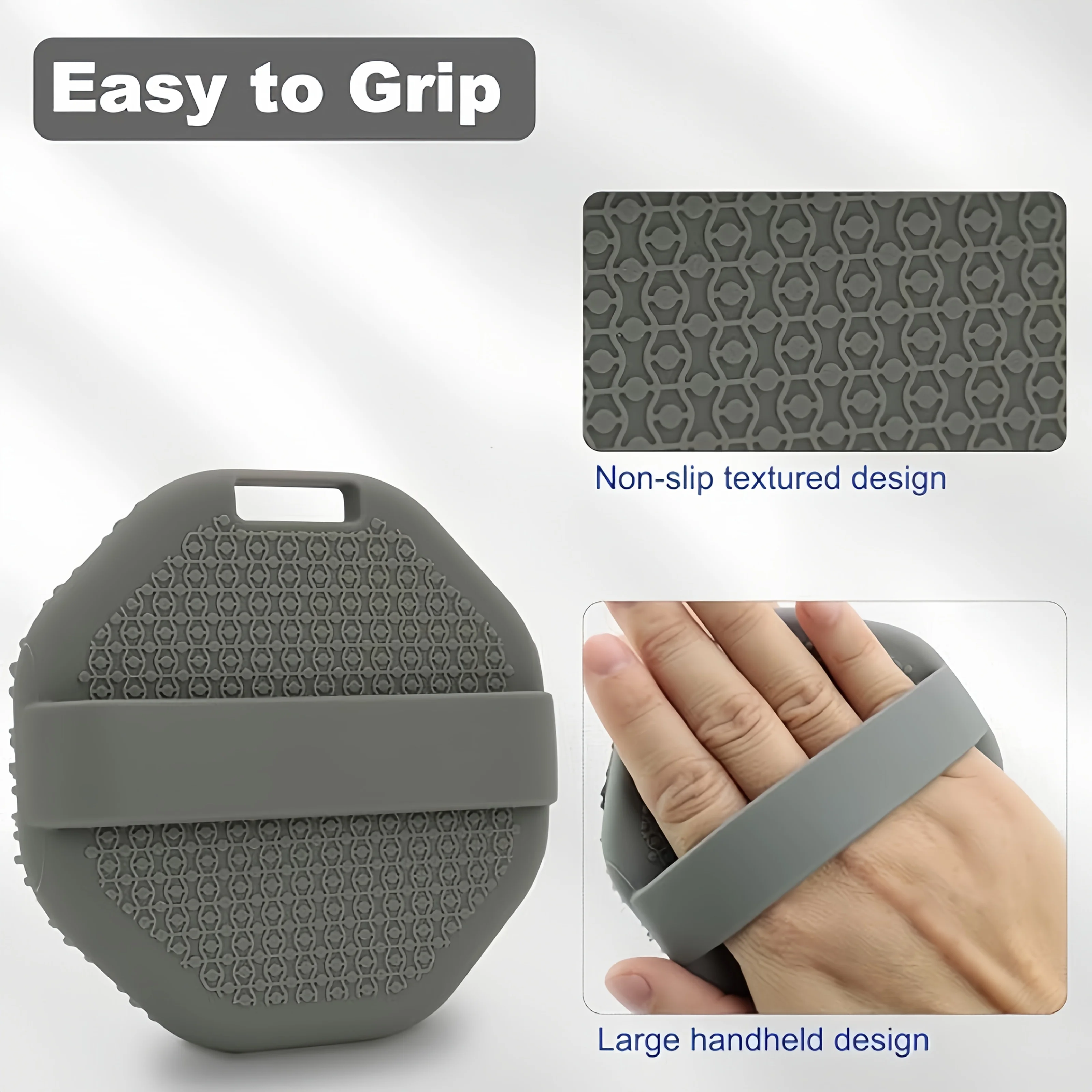 Set spazzole da bagno in silicone grigio da 4 pezzi