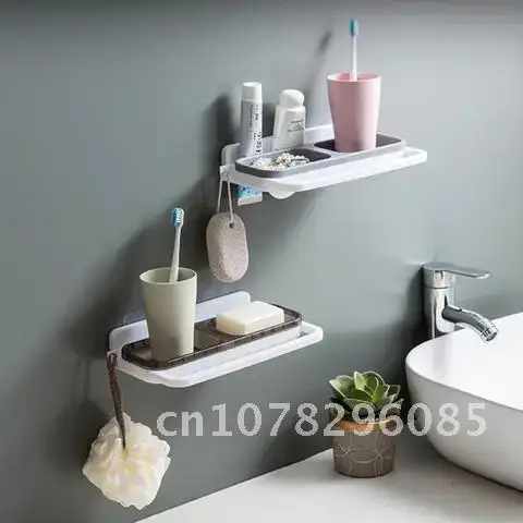 New Self-adhesive Soap Dish Wall-mounted Soap Holder 1pc Creative Soap Box Bathroom Accessory Bath Assistant Punch-free Dropship