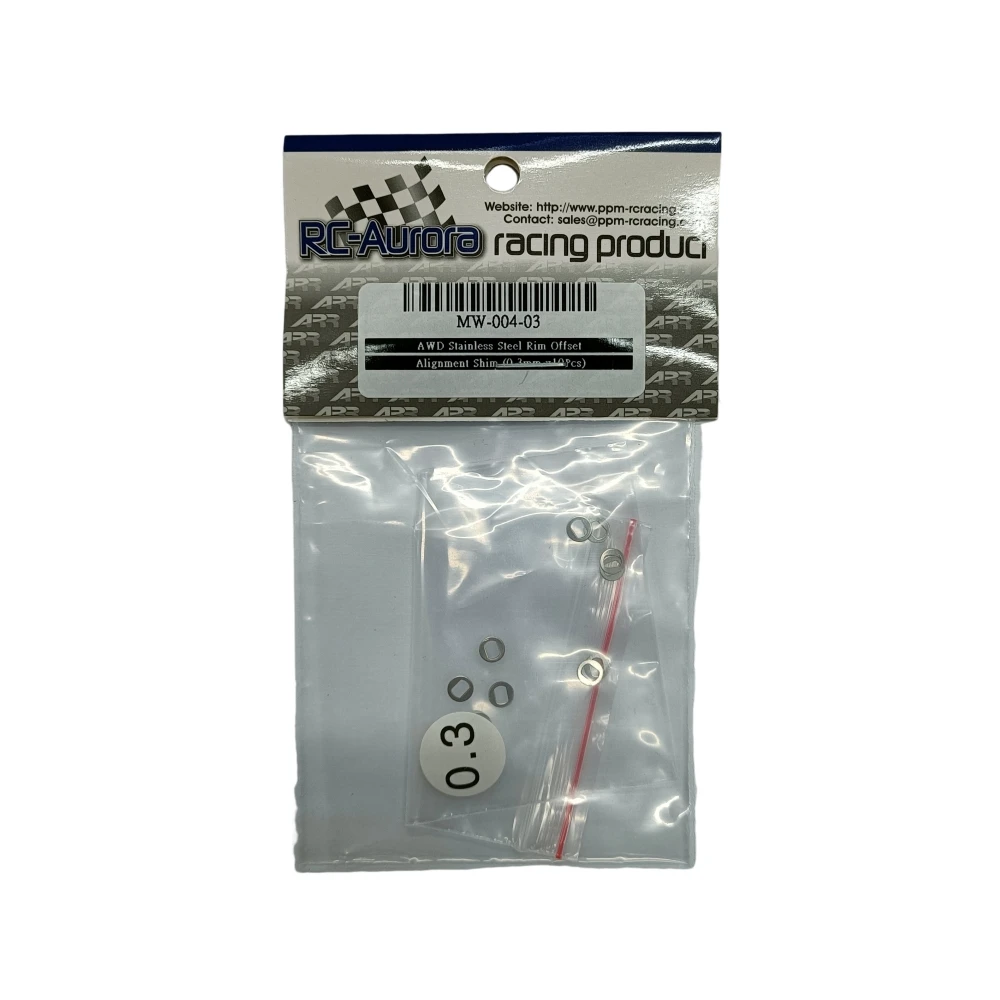 RC-Aurora AWD obręcz ze stali nierdzewnej Offset wyrównanie Shim (MW-004-03 0.3mm x 10 szt.)(MW-004 0.5mm x 4 szt.)