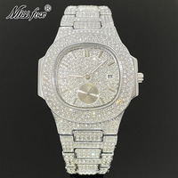 MISSFOX Luxury Watch Men For Iced Out Diamond Automatic Date Clocks Fashion Waterprof Quartz Wristwatch Male Free Shipping Reloj