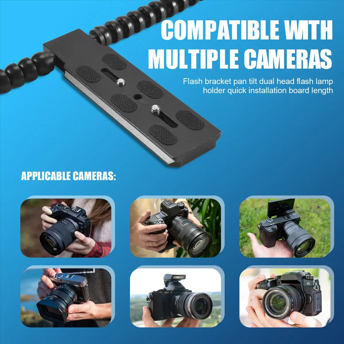 

N05R New Flexible Dual Arm Hot Shoe Flash Bracket Mount Holder for Canon Nikon Pentax Macro Shot Camera Accessories