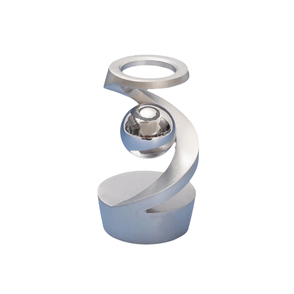 Aluminum Alloy Levitating Gyroscope Suspended Ball Tabletop Size Kinetic Desk Silver Color 3.03x1.77in Rotating Gyroscope