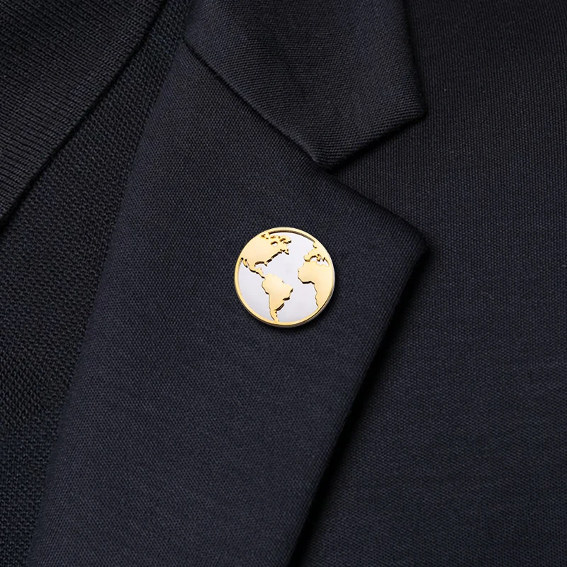 KFLK Fashion Map Brooch Pins Exquisite Brand  Brooches For Mens Costumes Badge Brooch Man New Arrive