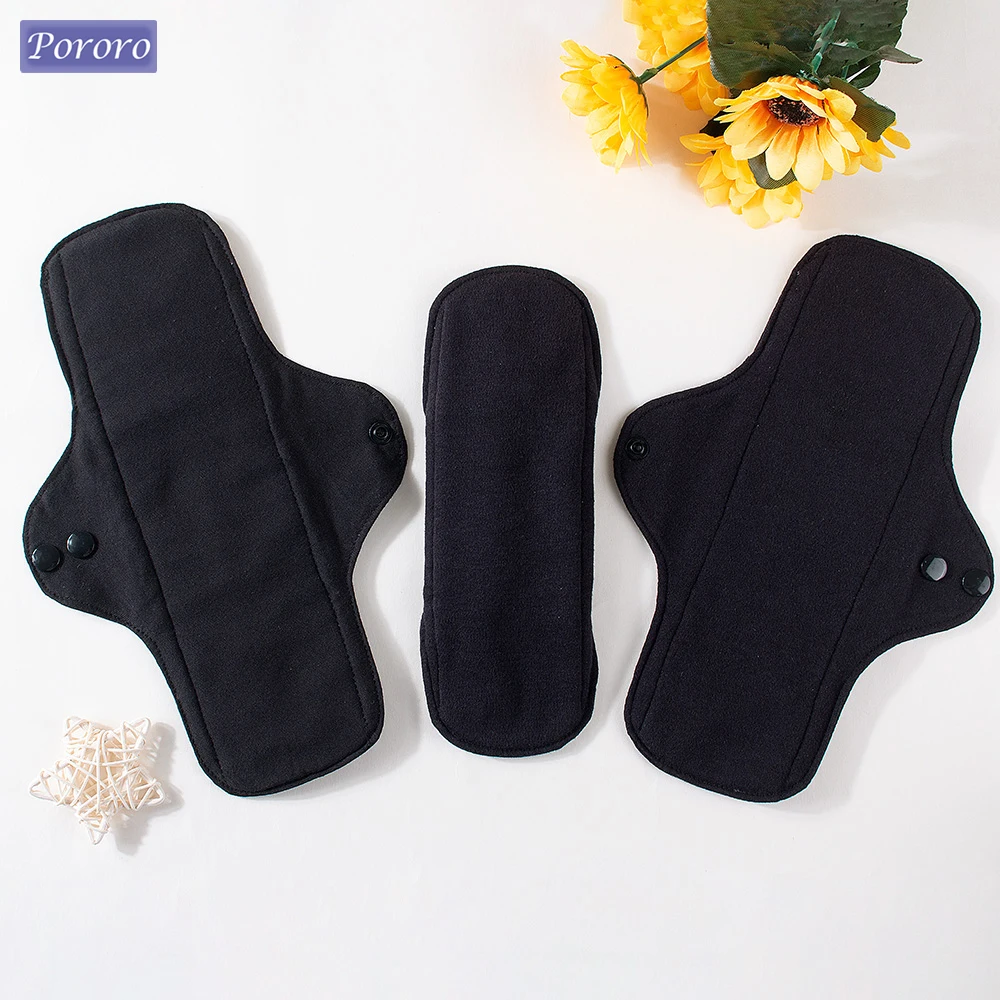 

4pcs Full Cotton Mama Cloth Night Long Sanitary Pads, Washable Sanitary Napkins for Female, Reusable Panty Liners