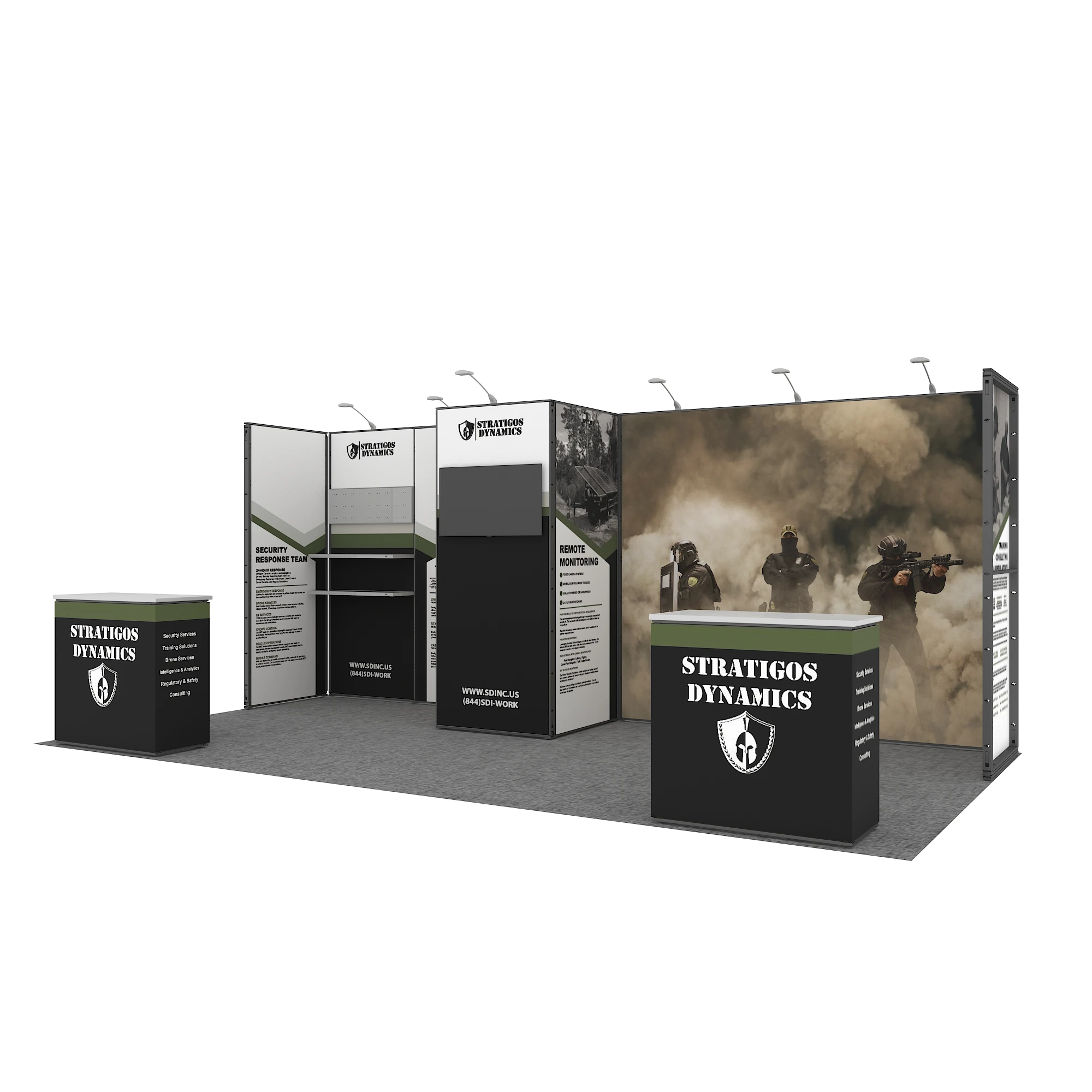 10 x 20 Fuß, 3 x 6 m, modularer Aluminiumrahmen, Spannungsstoff, Messenkabine, Ausstellungsständer